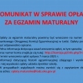 KOMUNIKAT-W-SPRAWIE-OPŁAT-ZA-EGZAMIN-MATURALNY